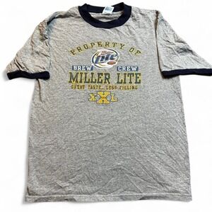 Vintage Y2K miller lite brew crew ringer‎ tshirt size medium